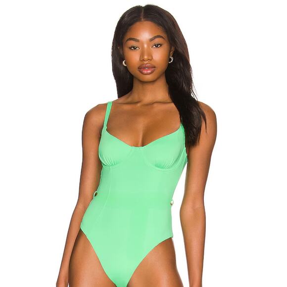 WeWoreWhat Danielle 3.0 One Piece in Bright Green NWT Size Large - Picture 1 of 3
